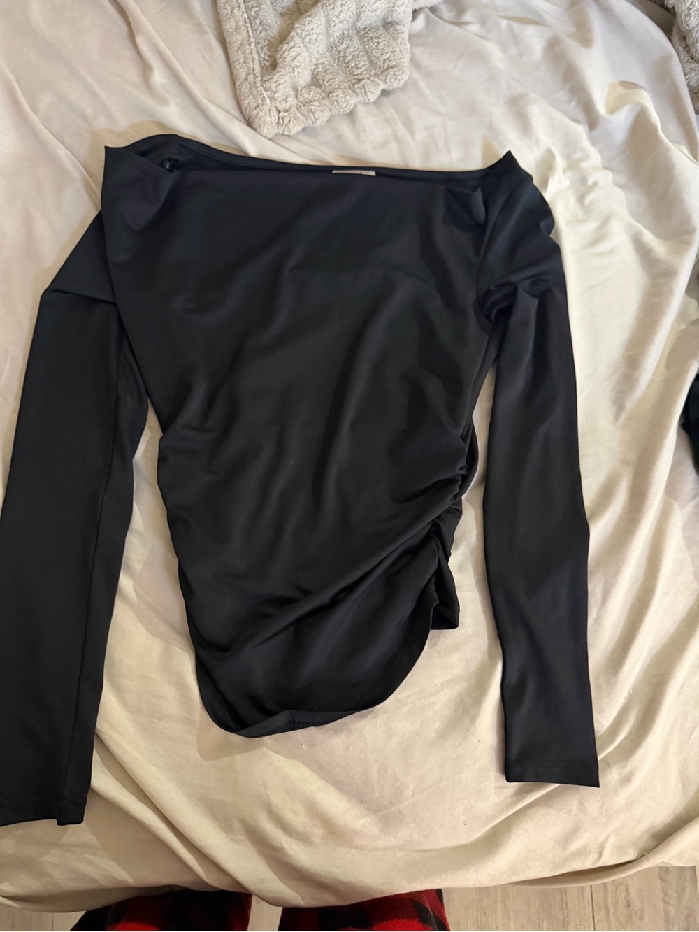 Black Off-Shoulder Long Sleeve Bodysuit